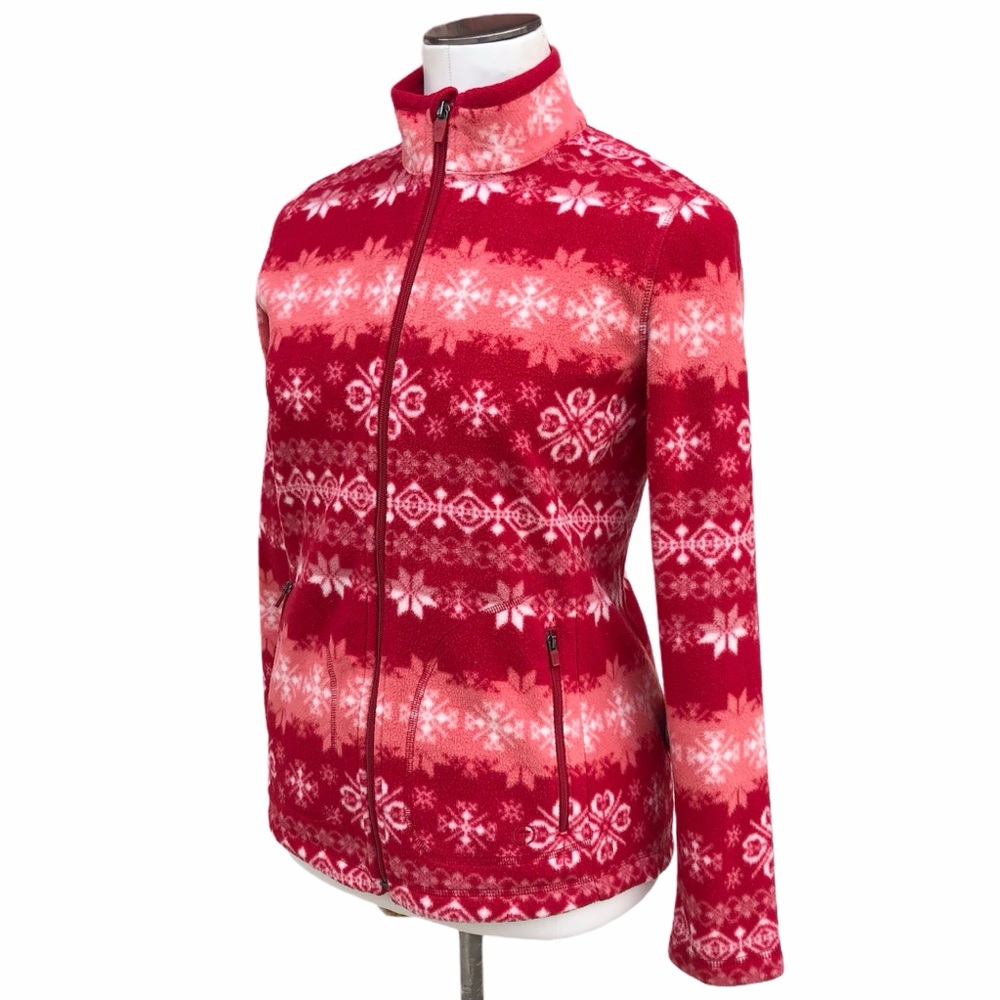 Talbots Snowflake Full Zip Fleece Jacket Sweater - image 3